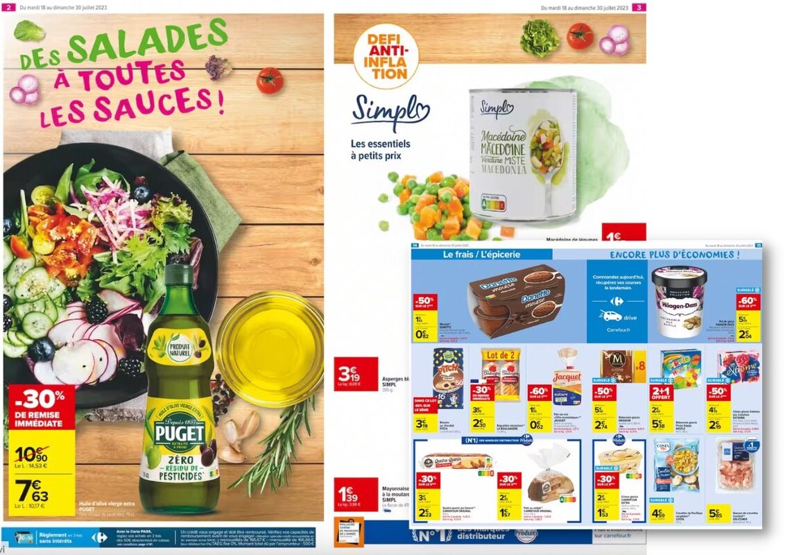 Voir les Carrefour Market sur les salades et produits frais