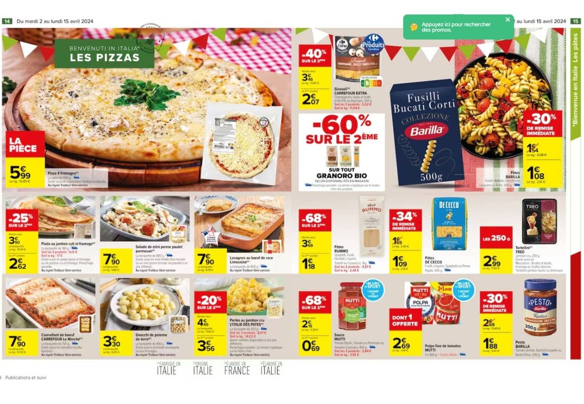 Bella Italia ! On craque sur les offres italiennes à bas prix chez Carrefour