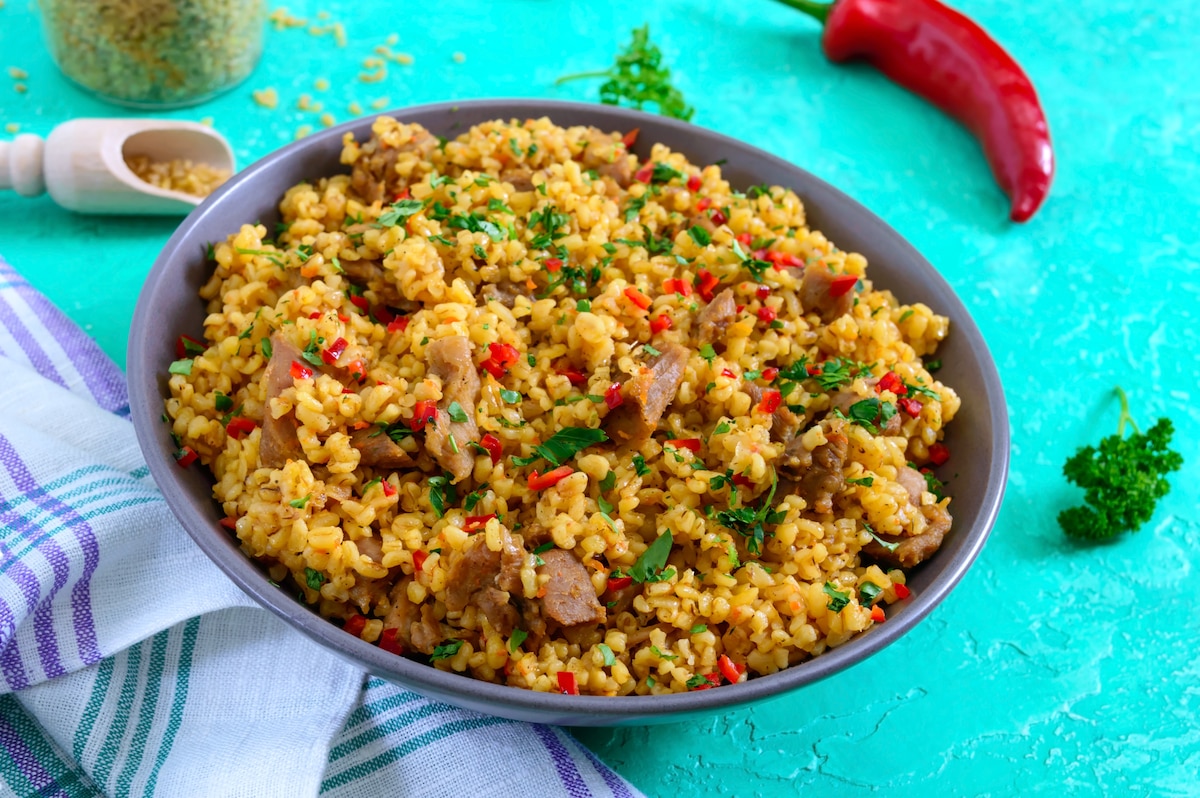 Boulgour au porc et aux légumes