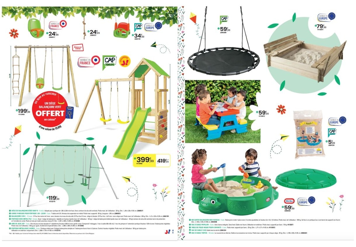 Craquez pour les offres balançoire, aire de jeux et portiques pour le jardin