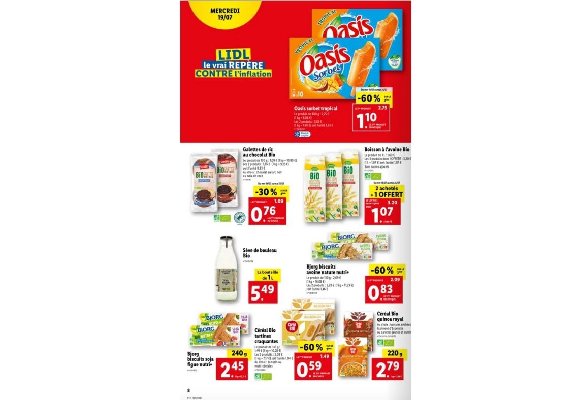 Voir les produits bios à prix cassés chez Lidl 