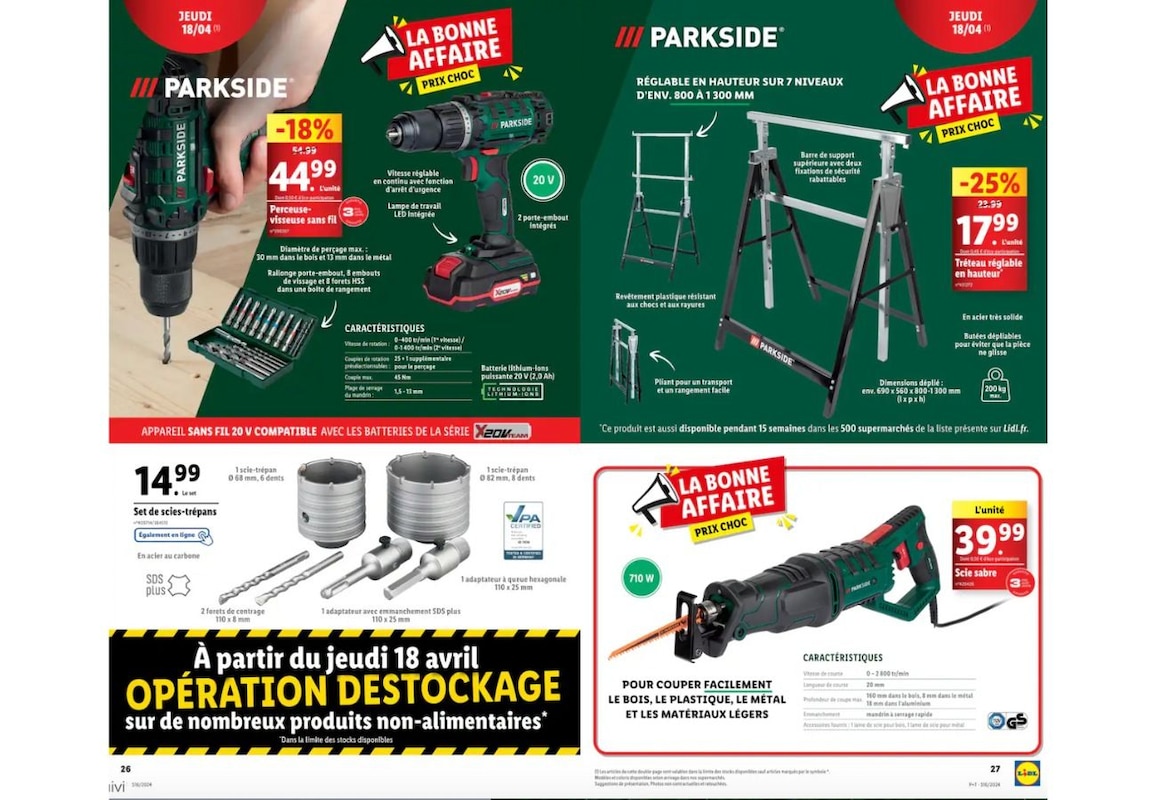 Faites le plein de bonnes affaires avec les arrivages bricolage Parkside