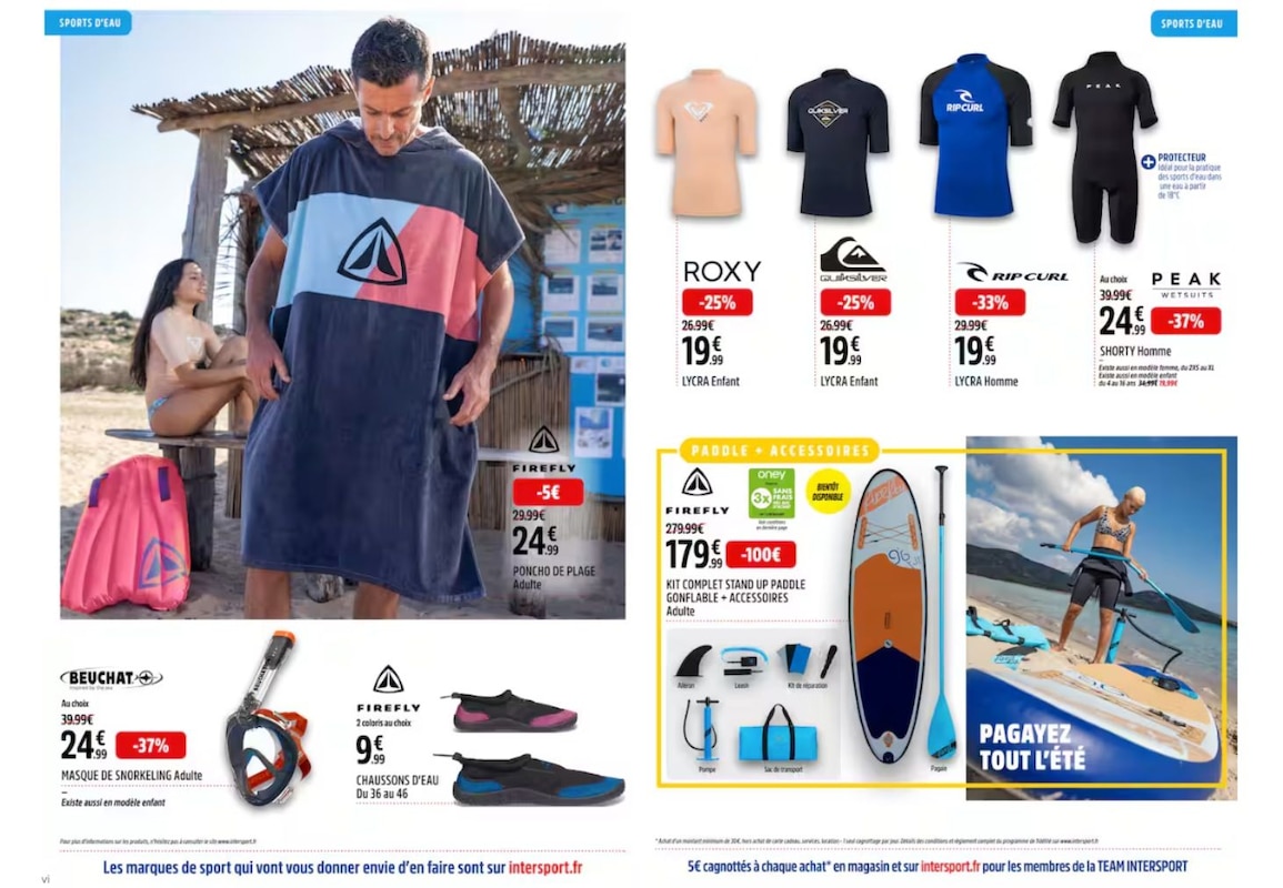 Faites le plein de vêtements et offres estivales pour la plage et les sports d'eau chez Intersport