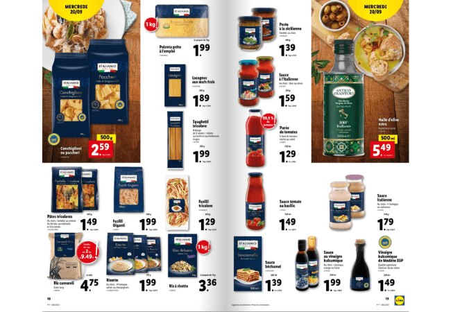 Offres Italiamo du 20 au 26 septembre chez Lidl sur Bonial