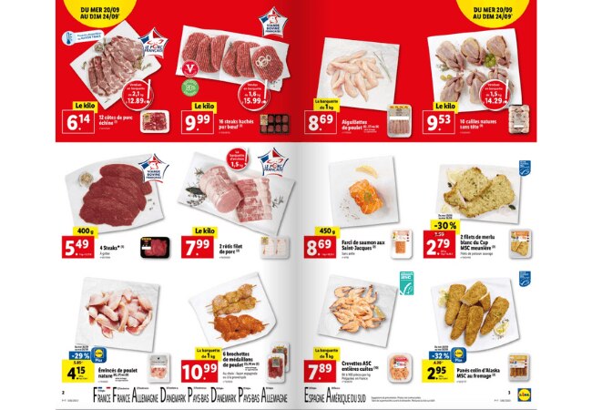 Offres Viandes & poissons du 20 au 26 septembre chez Lidl sur Bonial