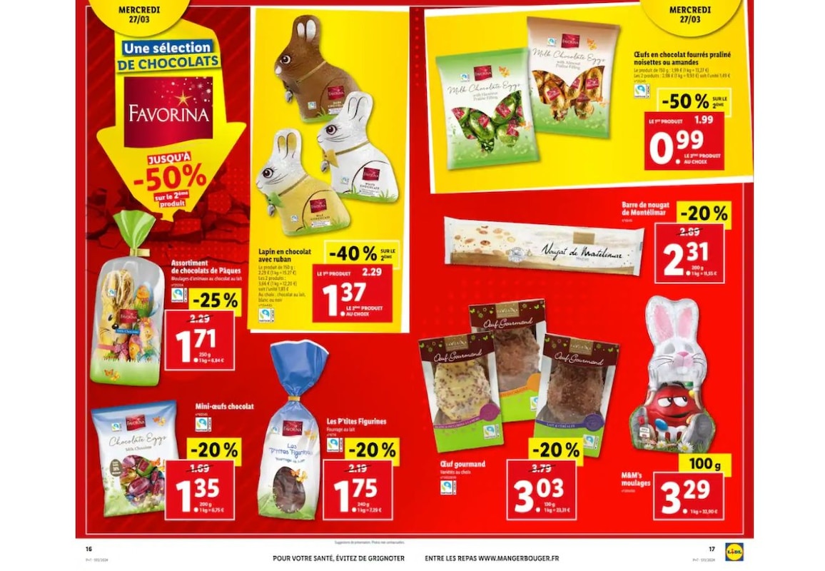 Ne manquez pas la sélection de chocolats de Pâques Favorina Lidl