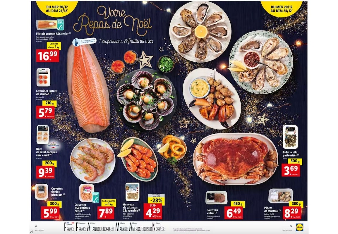 Noël sous le signe de la mer avec les fruits de mer et poissons de fêtes
