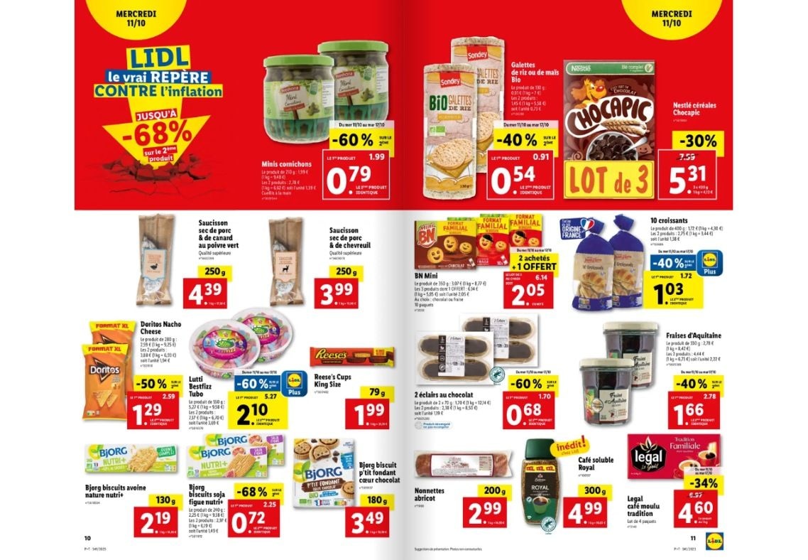 Plus de -50% de réduction sur le 2ème produit acheté chez Lidl 