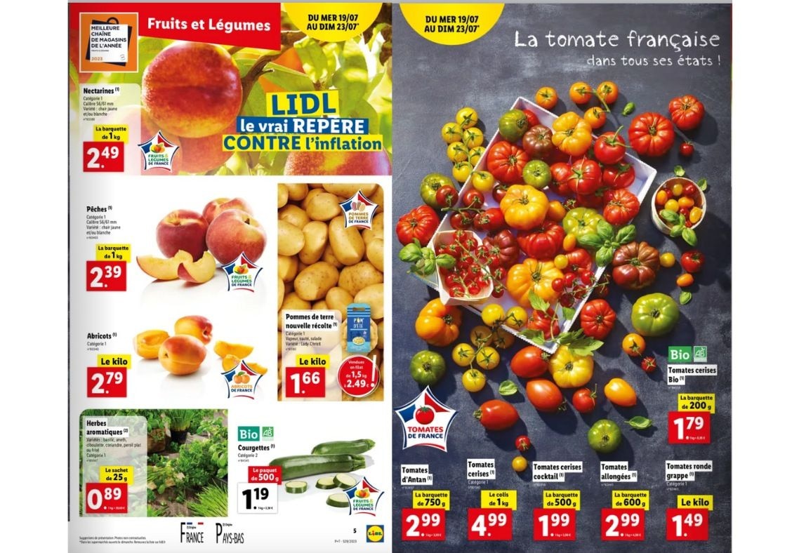 Voir les promotions sur les fruits et légumes de saison