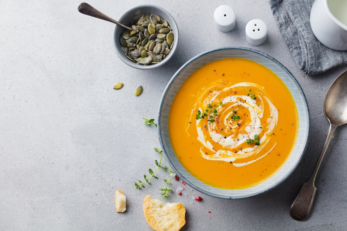 Soupe de citrouille et de carotte à la crème