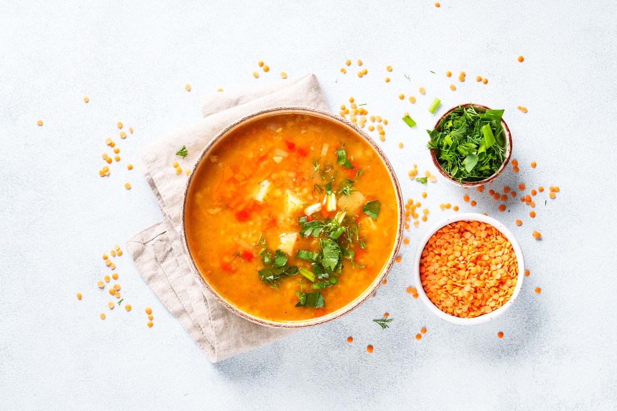 Soupe de lentilles rouges.