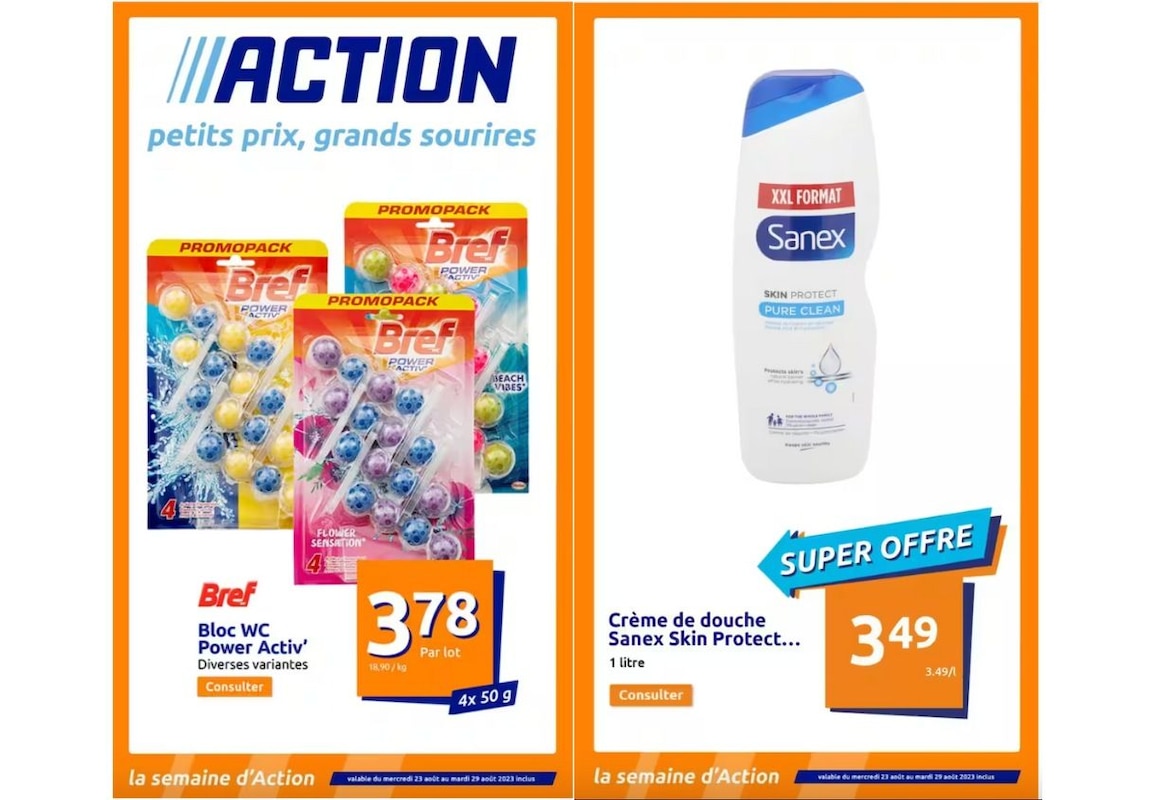 Un lot de promos sur l'hygiène et entretien à petit prix chez Action