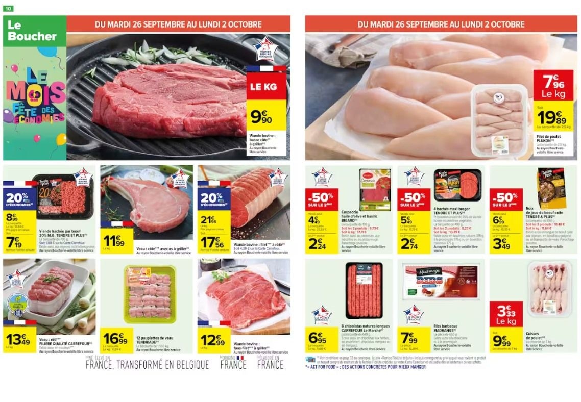 Viande et poisson à prix mini chez Carrefour