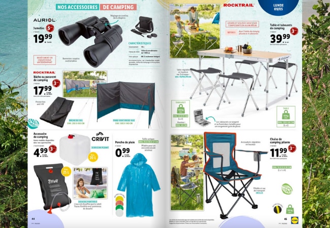 accessoires pour un camping confortable sont chez Lidl