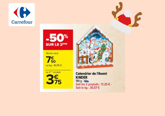 Calendrier de l'Avent Kinder chez Carrefour Market