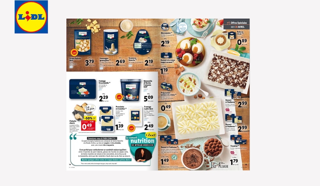 Offres fromages semaine italienne Lidl