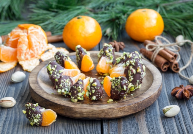 Idée facile pour enfants : Clémentines chocolat-pistaches