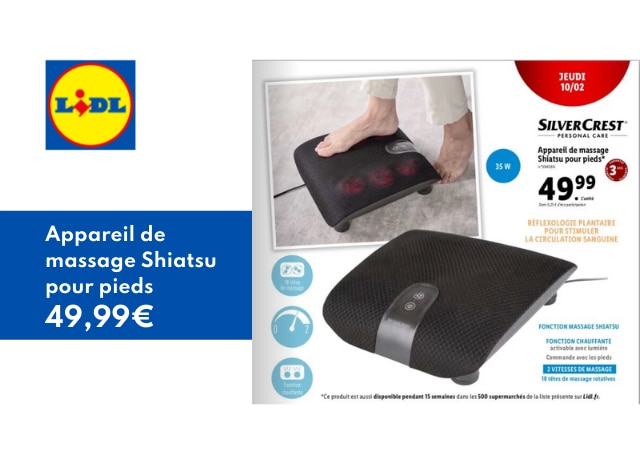 Coussin de massage Shiatsu pour pieds Silvercrest chez Lidl dès 49,99€