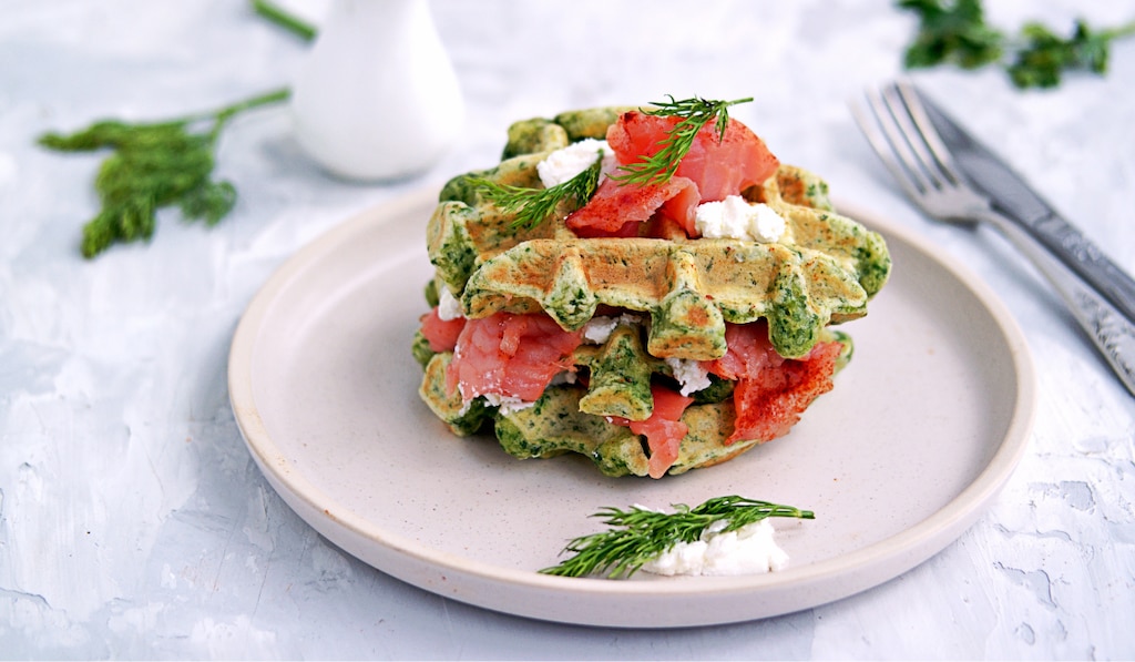 Gaufre saumon-épinards