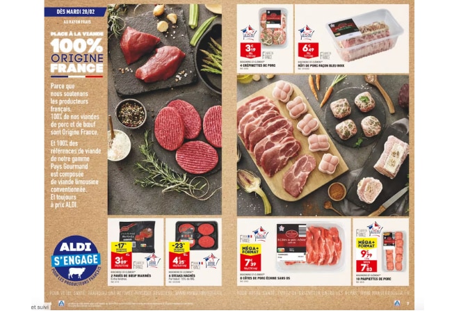 Promos viande 100% origine France chez Aldi