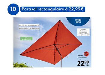 Parasol rectangulaire à 22,99€