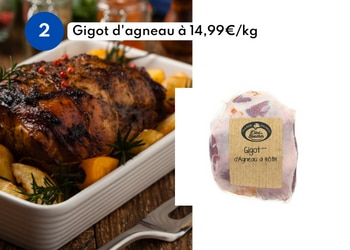 Gigot d'agneau à 14,99€ le kilo