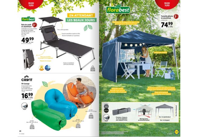 Offres jardin chez Lidl : tonnelle, transat, barbecue