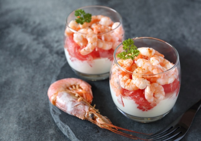 Verrine pamplemousse – gambas