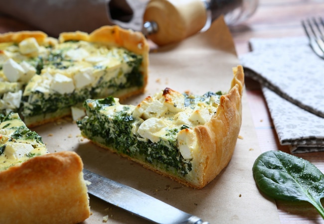 Tarte au chèvre et épinards frais