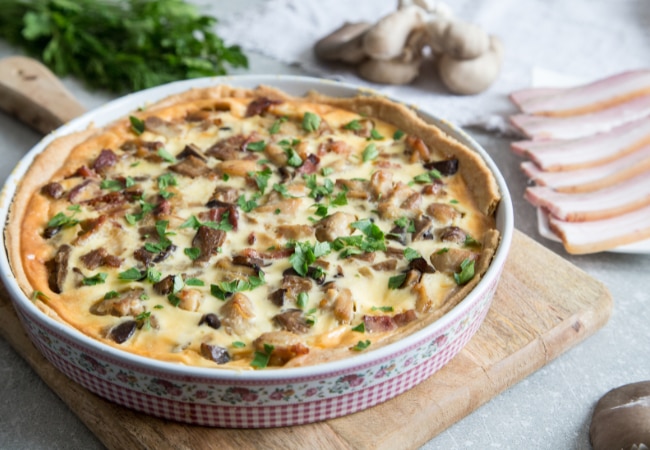 Recette de quiche aux lardons et champignons