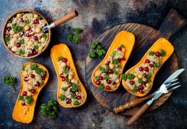 Courge rôtie au quinoa & grenade