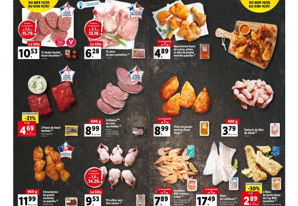 bons plans viande et poisson offres Lidl 09 au 14 mai
