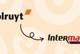 Flèche allant du logo de Colruyt au logo d'Intermarché.