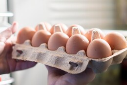 Femme mettant des oeufs dans un congélateur.