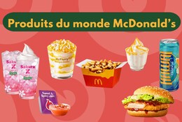 Produits internationaux McDonald's vendus pendant l'opération Croquez le monde 2025.