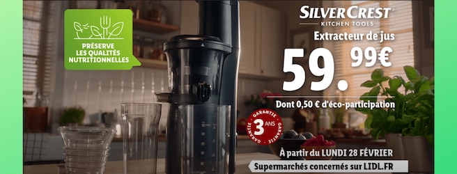 Zoom sur l'extracteur de jus Silvercrest chez Lidl