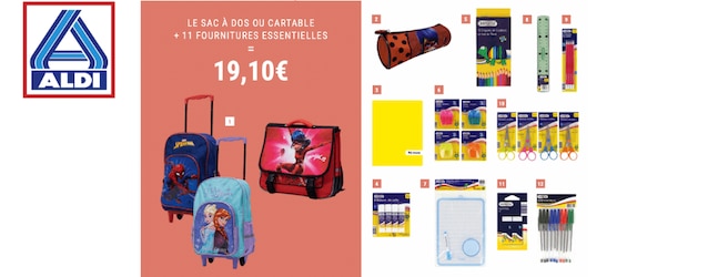 Offre spéciale rentrée avec un cartable tout compris à 19,10€ chez ALDI