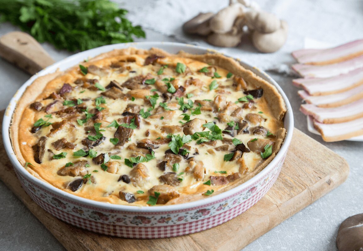 quiche aux champignons et épinards