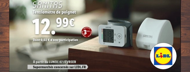 Zoom sur le tensiomètre de poignet Lidl à 12,99€